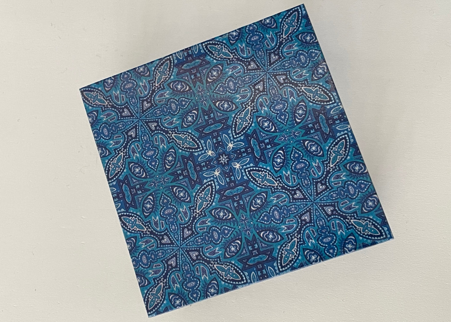Blue Geometric Square Coffee Table