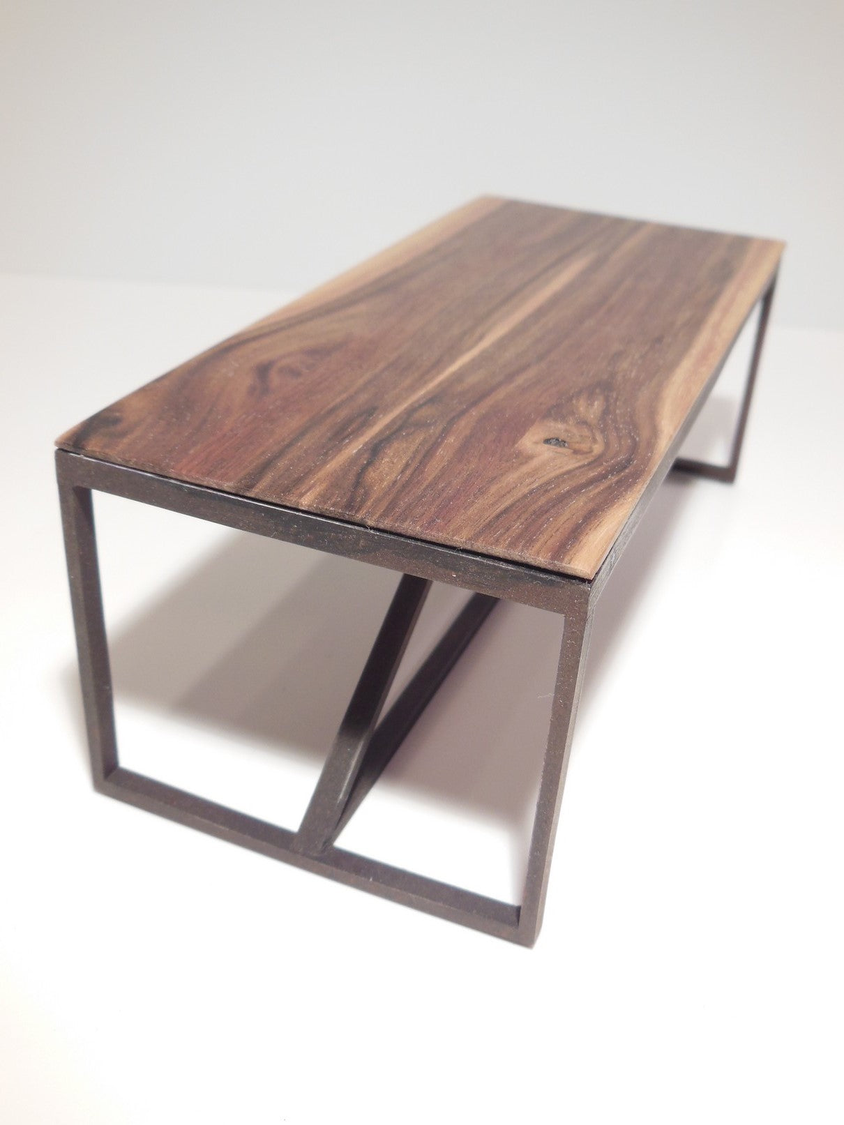 Strut Dining Table with Rust Base and Hickory Top