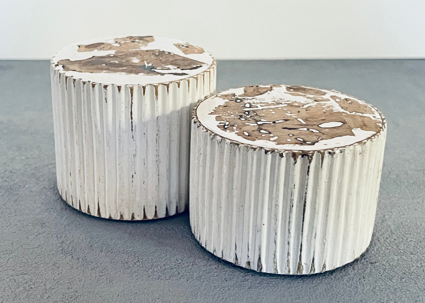 Ripplin Tall Accent End Table with Natural Top