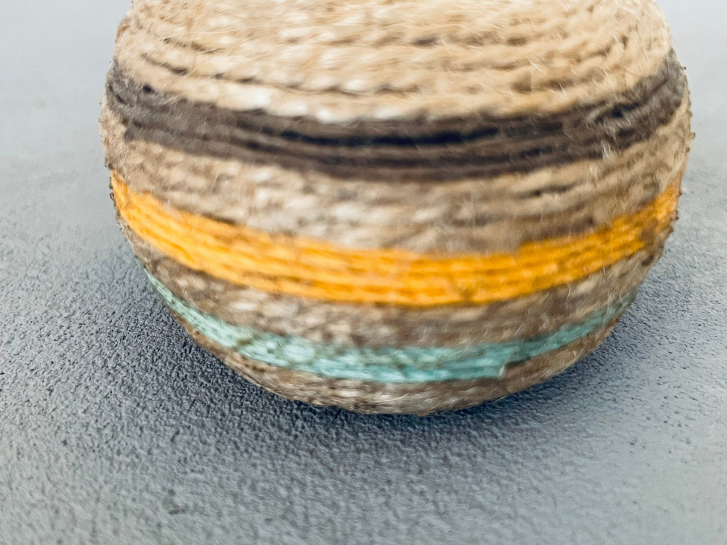 Natural Striped Handwoven Rope Round Accent End Table or Stool