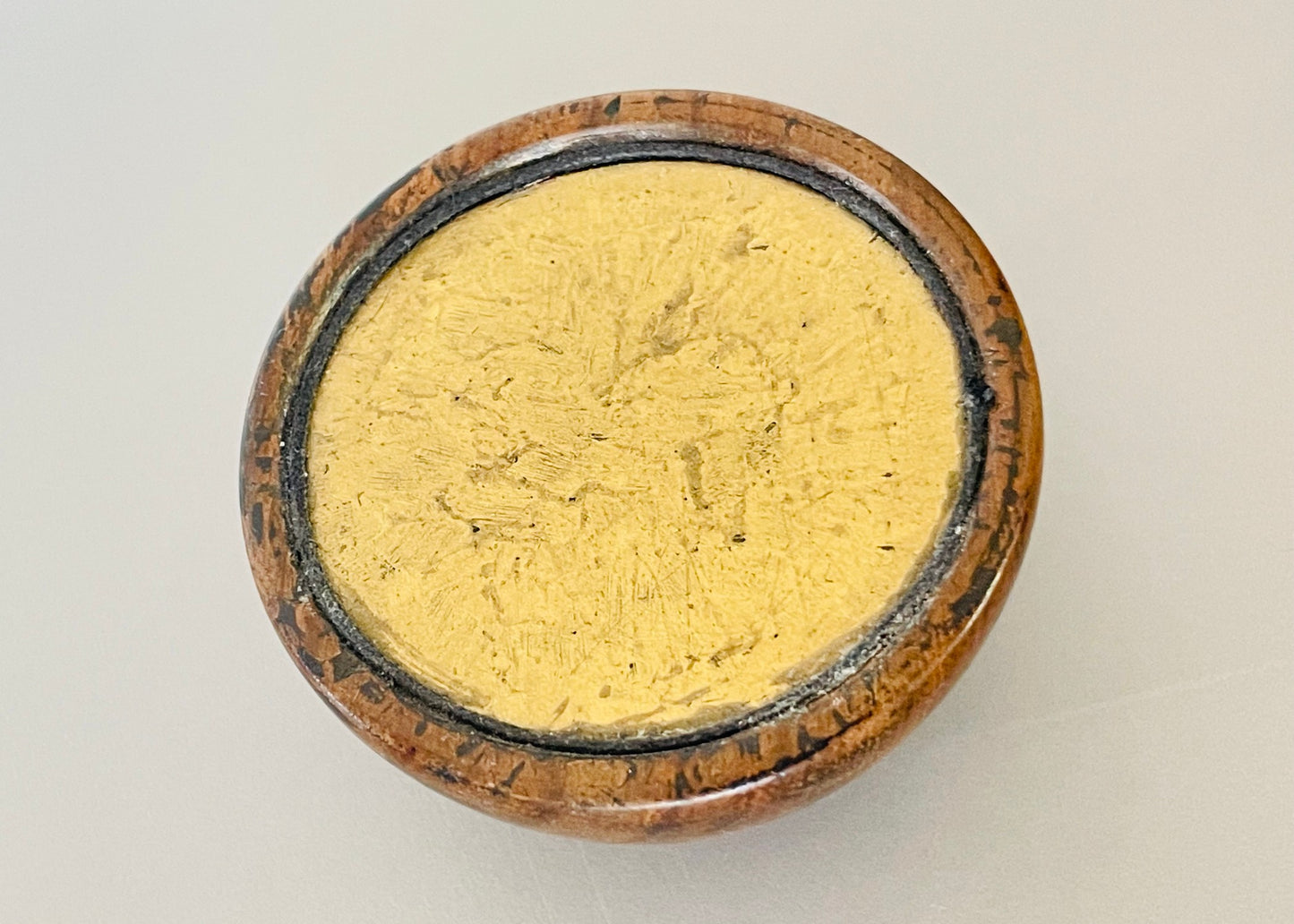 Round Wood Tapered Accent End Table with Distressed Gold Inset Top