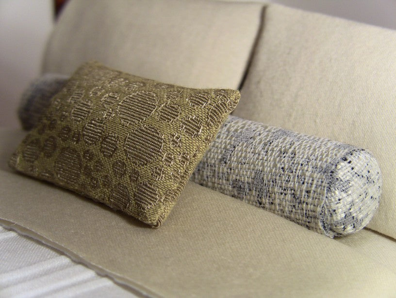 Cream / Blue Long Bolster Pillow