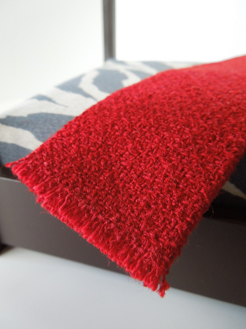Basketweave Red Throw