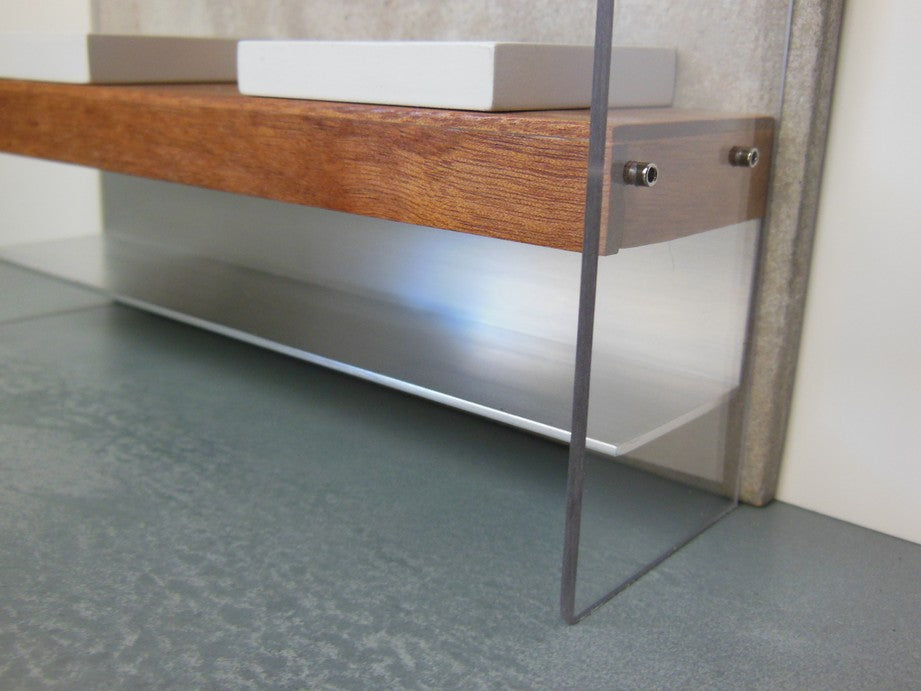Dual Vanity Unit - Mahogany Top with Concrete Back Wall