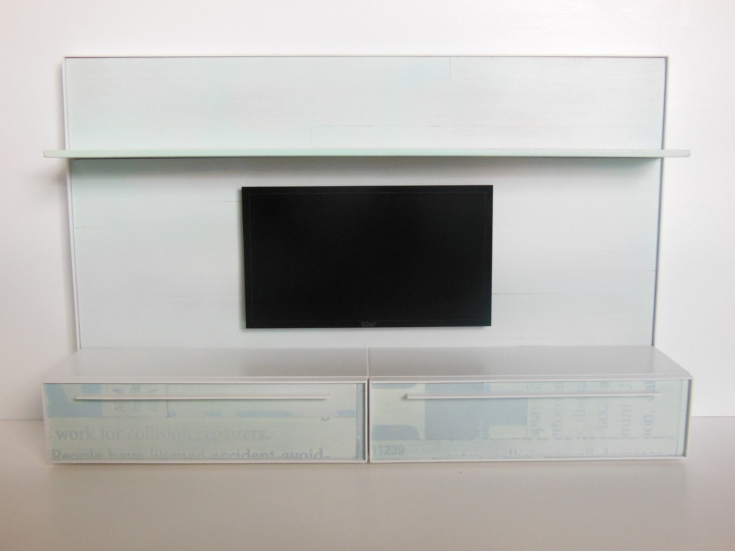 Chelsea Entertainment Unit in Aqua Blue White Wash