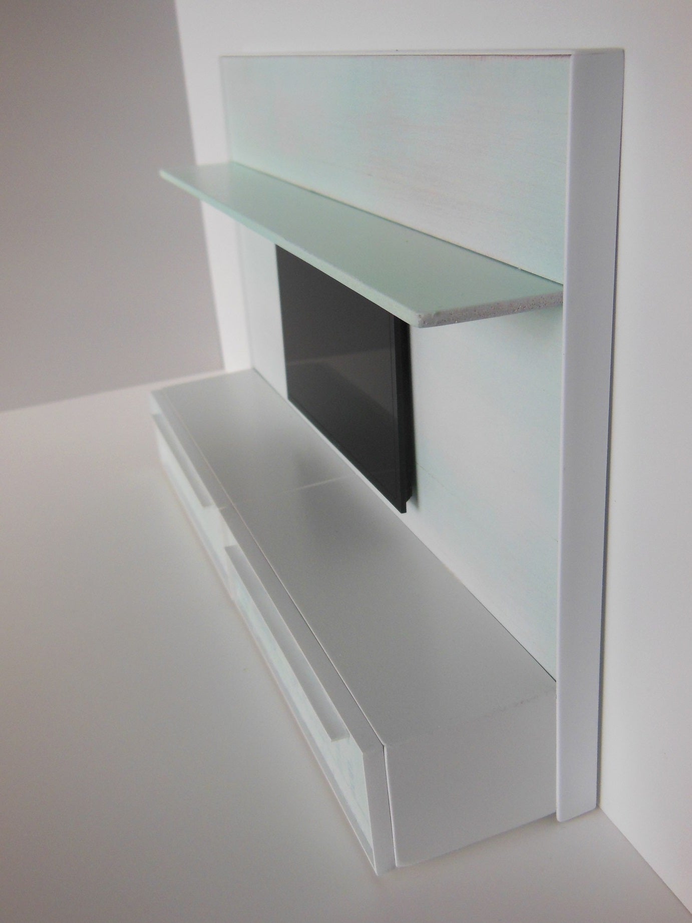 Chelsea Entertainment Unit in Aqua Blue White Wash