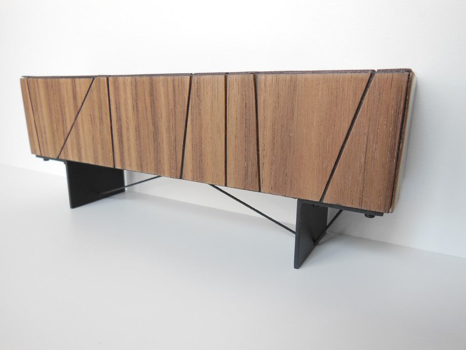 Cole Entertainment Console in Walnut with Black Base