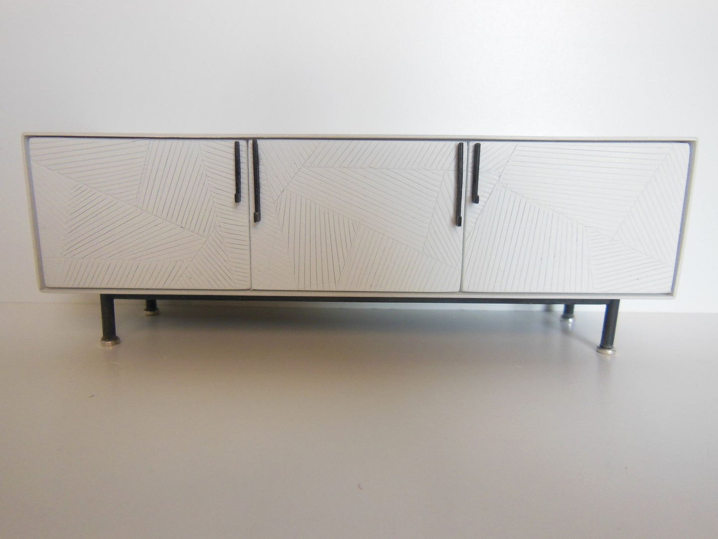 Draper Console in White with Black Steel Base