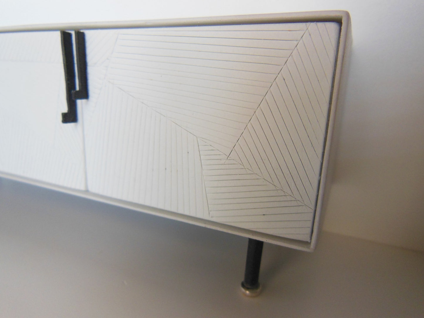 Draper Console in White with Black Steel Base
