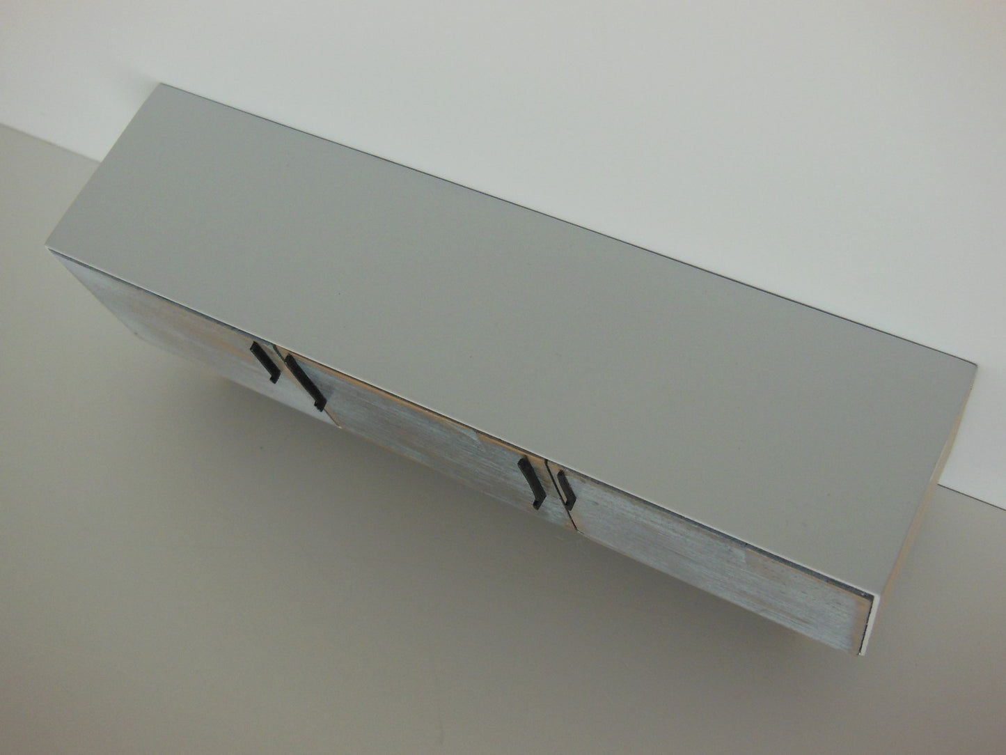 Draper Console in Distressed Wood with Black Steel Base
