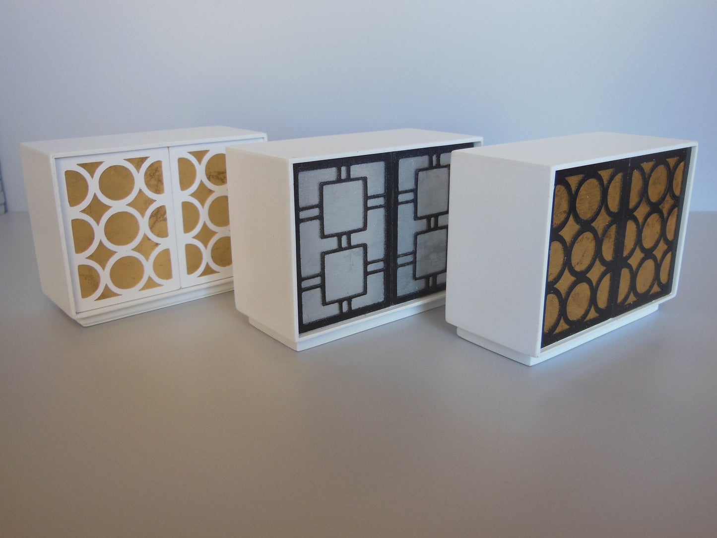 Linden 2 Door Cabinet in White/Gold/Black