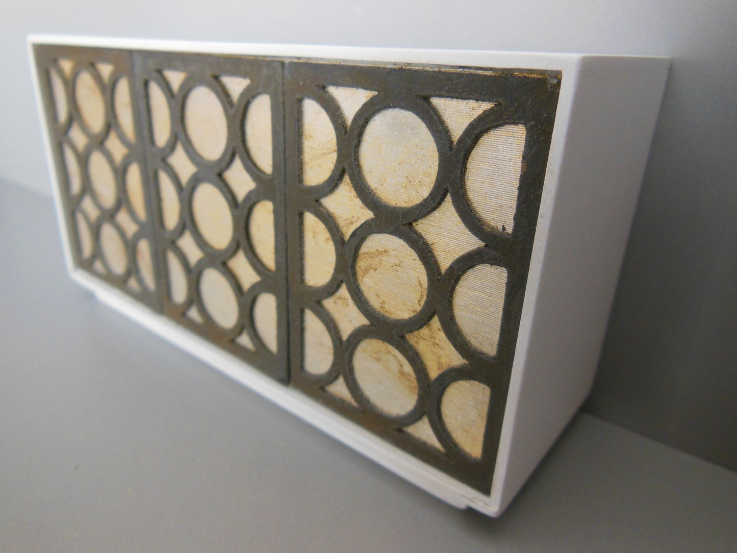 Linden 3 Door Cabinet in White/Gold/Black