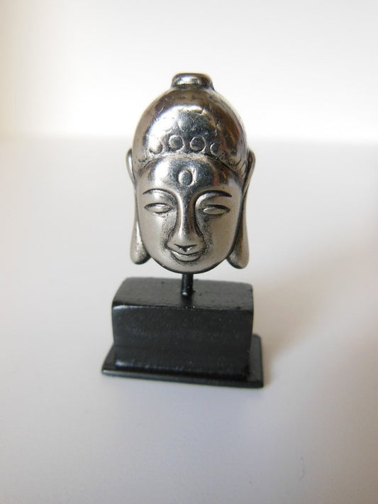 Medium Buddha Head on Black Base