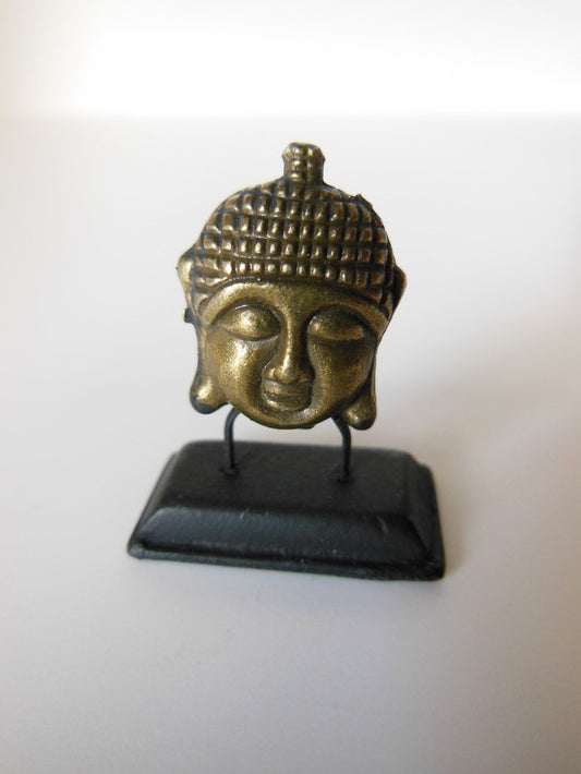 Small Gold Buddha Head on Black Base