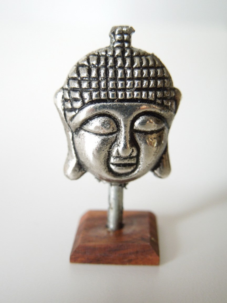 Small Buddha Head on Cherrywood Base