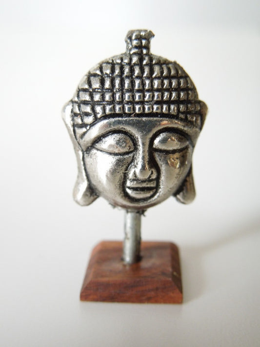 Small Buddha Head on Cherrywood Base