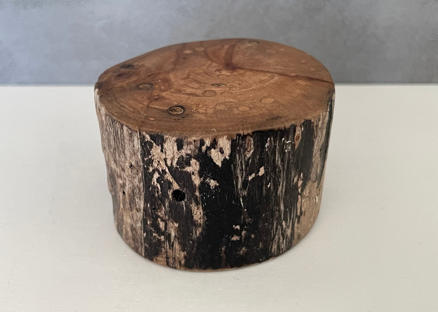 Driftwood Round Table in Burnt Wood Finish