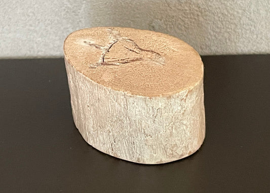 Driftwood Round Accent End Table in Blush Finish