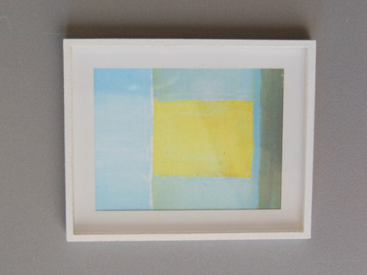 White Framed Light Blue/Yellow Modern Print