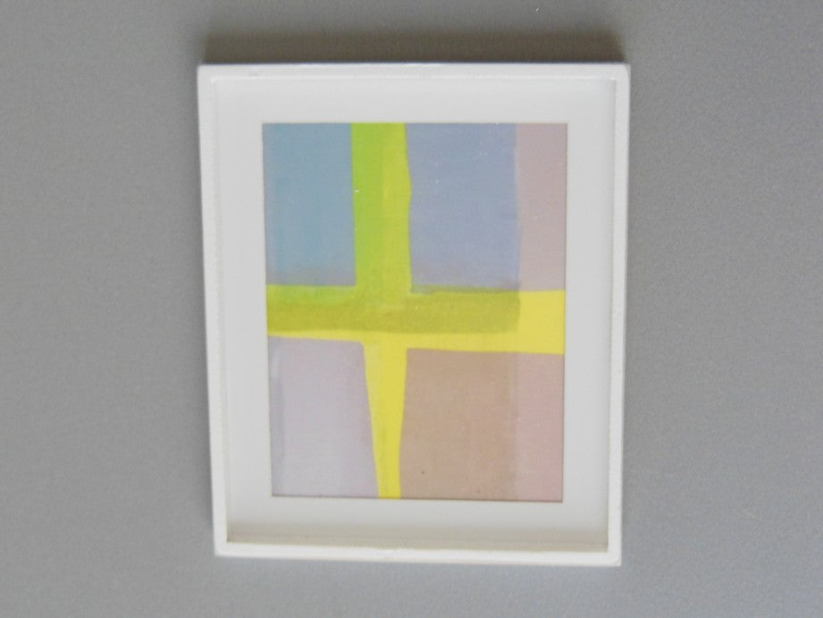 White Framed Blue/Yellow/Gray Modern Print