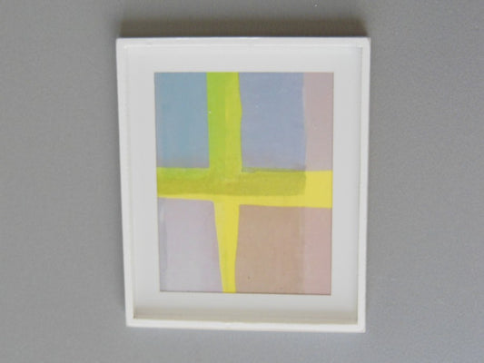 White Framed Blue/Yellow/Gray Modern Print