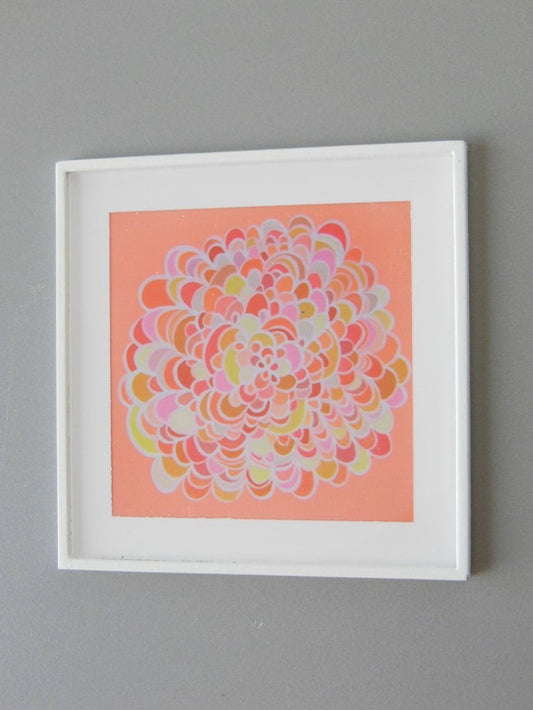 White Framed Coral Burst Abstract Print