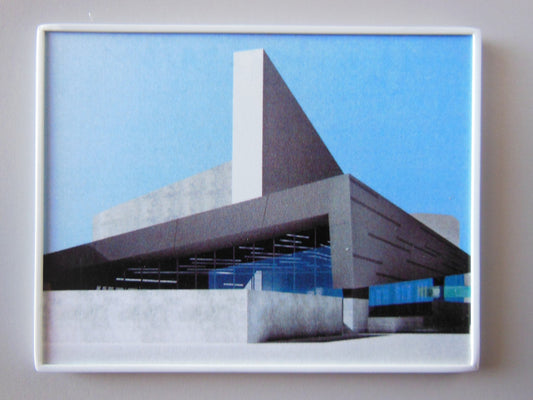 Modern Concrete Building Print White Frame