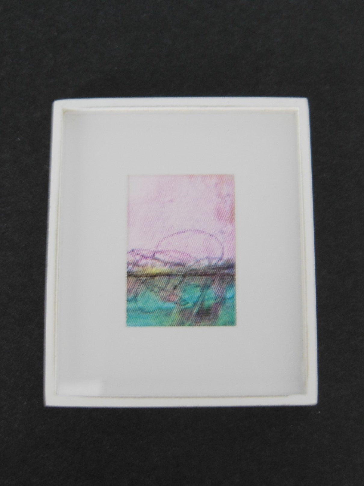 Medium Pink/Turquoise Abstract Print White Frame