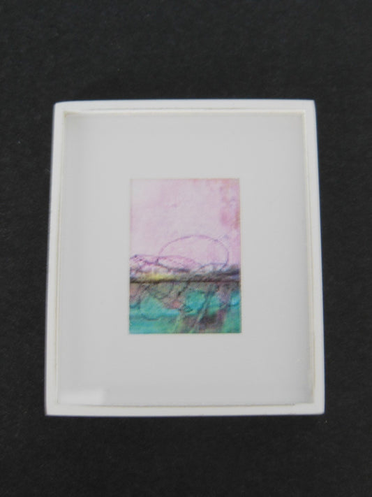 Medium Pink/Turquoise Abstract Print White Frame