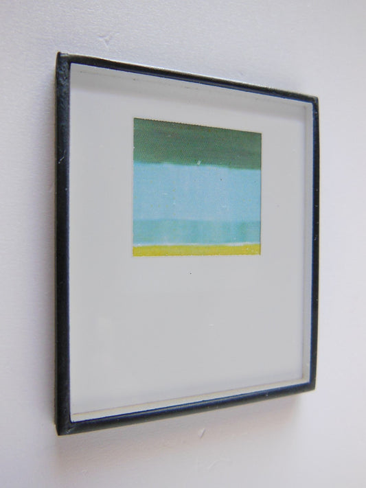 Small Black Framed Turquoise/Yellow Modern Print