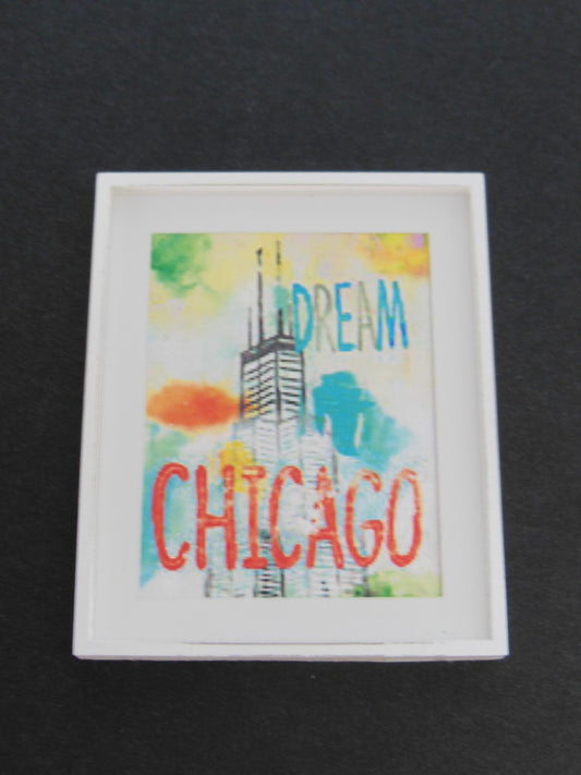 Small Dream Chicago Print White Frame