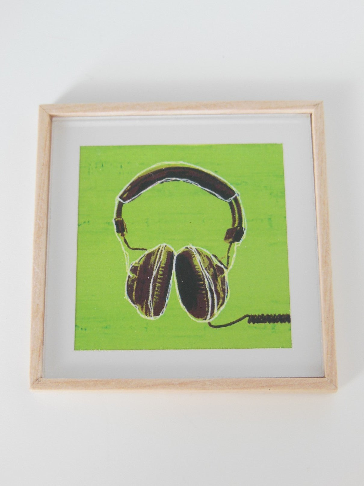 Headphones Print Wood Frame