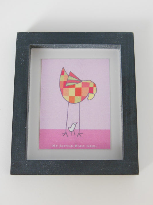 Baby Girl Birds Print Thick Black Frame