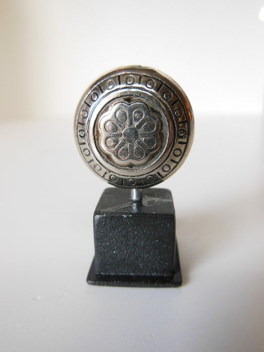 Round Metal Sculpture on Square Black Base
