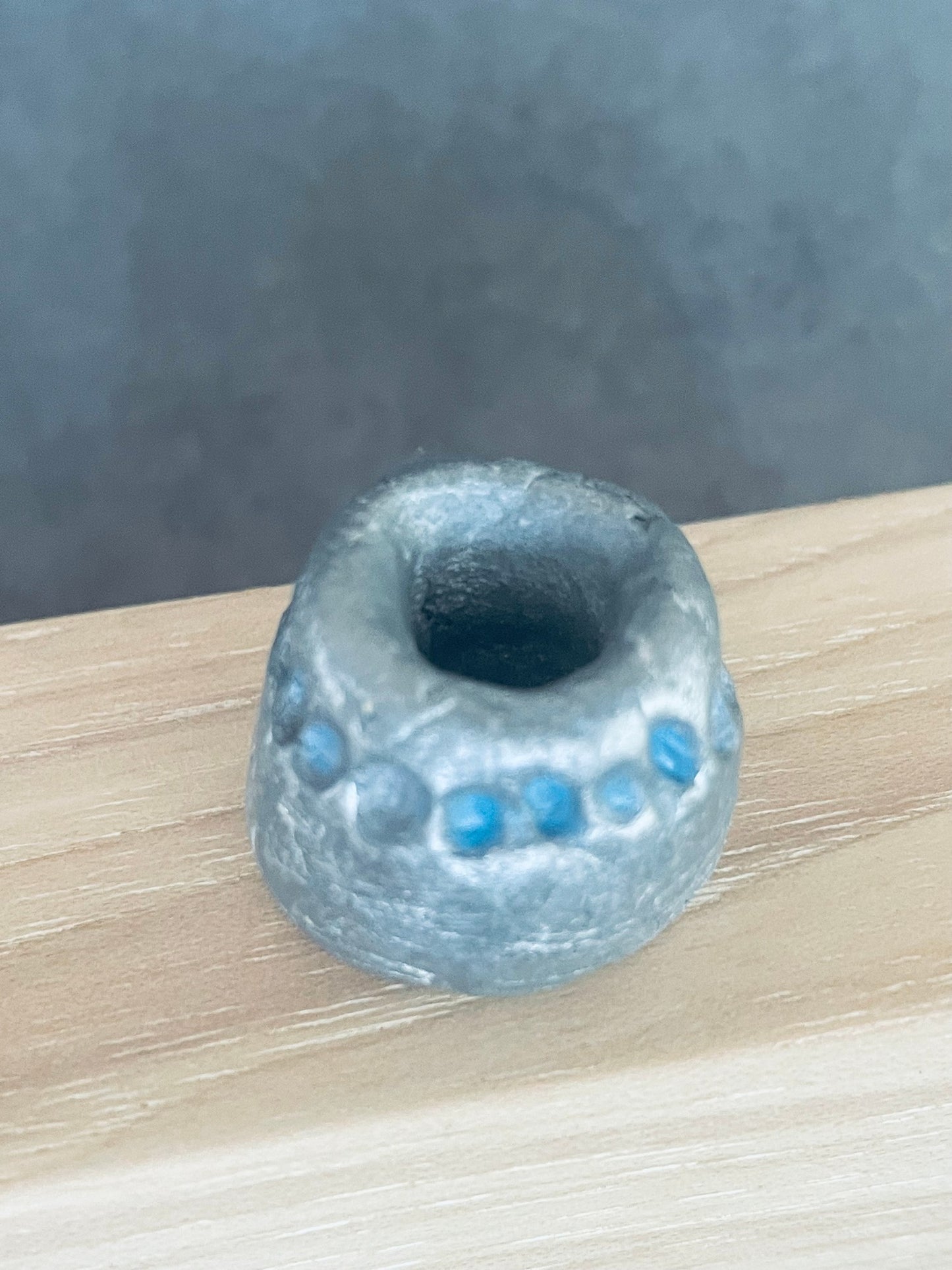 Silver Small Vase with Blue Accents