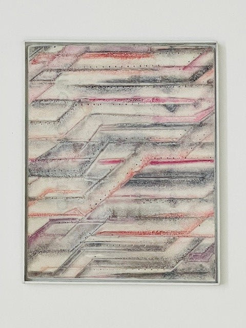 Pink, Gray and White Abstract Framed Art