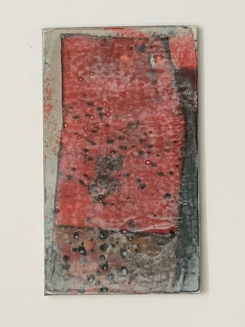 Coral and Gray Abstract Frameless Art