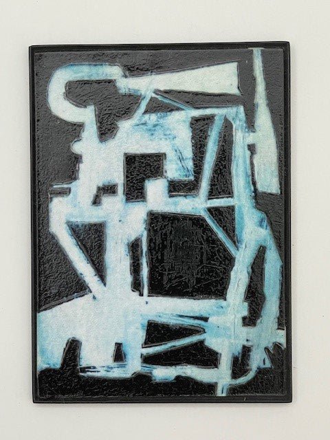 Blue, White and Black Abstract Framed Art