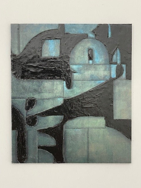 Gray, Blue and Black Abstract Frameless Art