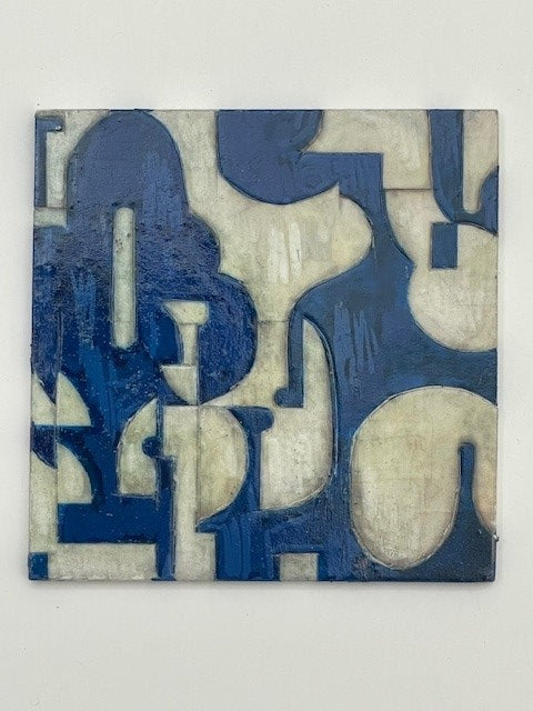 Blue and Gray Geometric Pattern Frameless Art