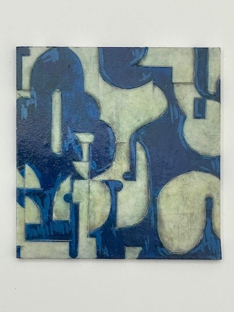 Blue and Gray Geometric Pattern Frameless Art 2