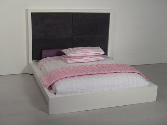 White Platform Bed with Grey 4-Panel Insert
