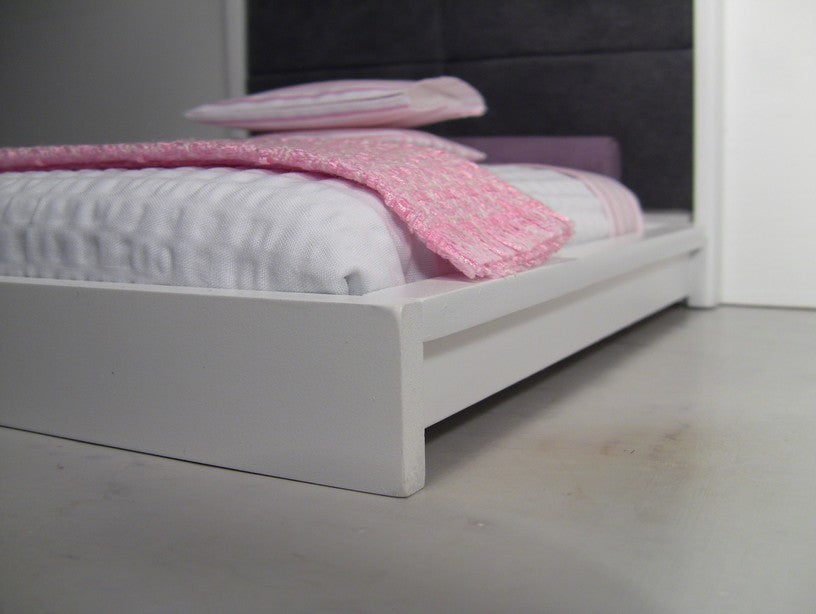 White Platform Bed with Grey 4-Panel Insert