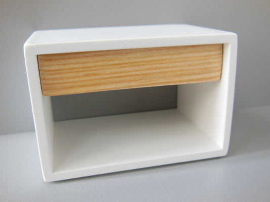 Emerson Nightstand in White with Cypress Drawer