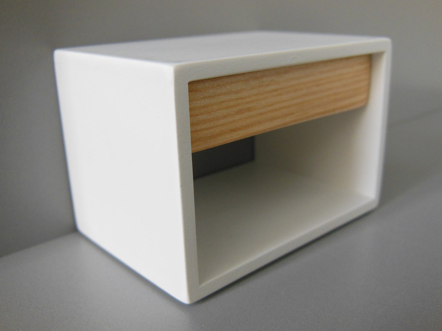 Emerson Nightstand in White with Cypress Drawer