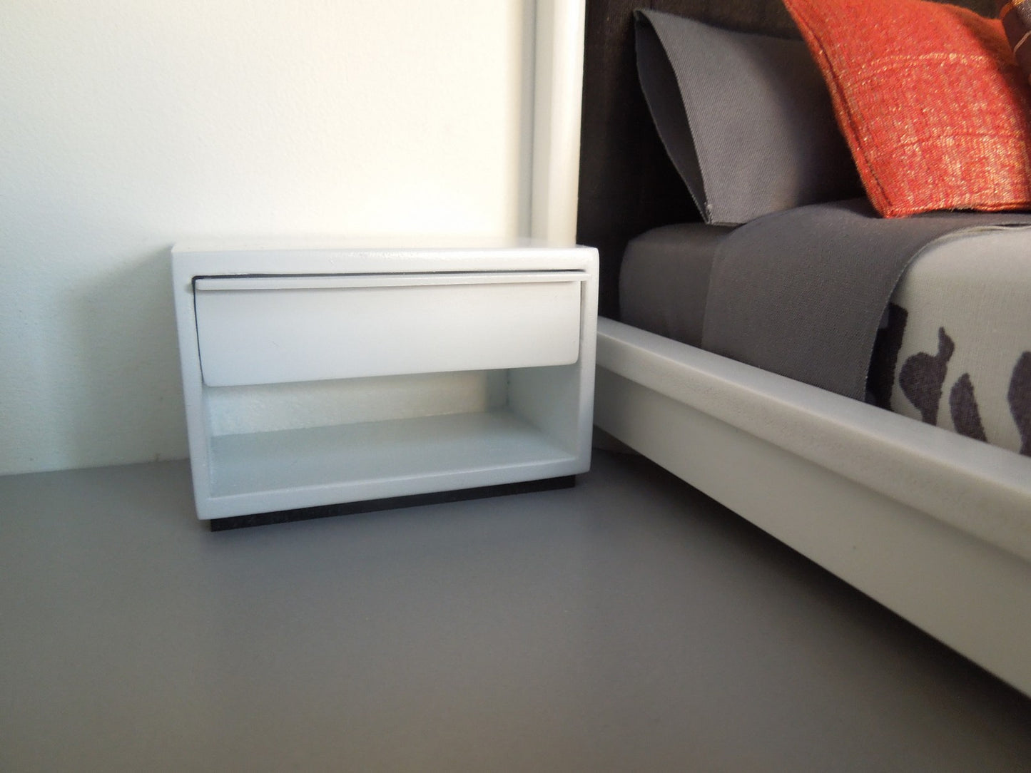 Phillip Nightstand in White with White Drawer