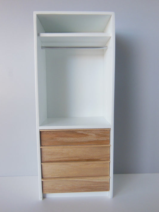 Arvo Narrow Wardrobe with 4 Wood Drawers