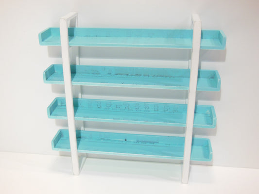 Studio 4 Tier Shelving Unit in Tiffany Blue/White