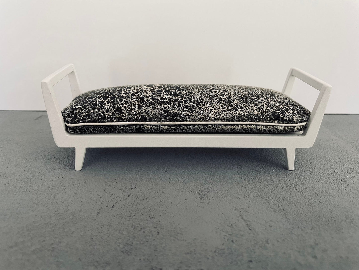 Noah Bench in Spatter Fabric with White Frame