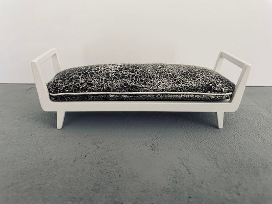 Noah Bench in Spatter Fabric with White Frame